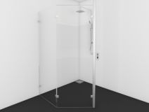 Afbeelding van Inloopdouche met 135 graden glasdeel met RVS staander