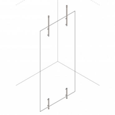 Foto van Inloopdouche vaste wand vrijstaand + 2x RVS plafondmontage