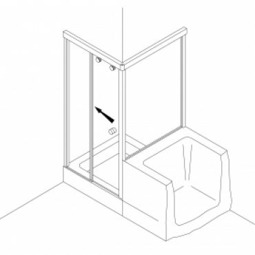 Foto van Schuifdeursysteem voor hoekopstelling met ingekorte zijwand